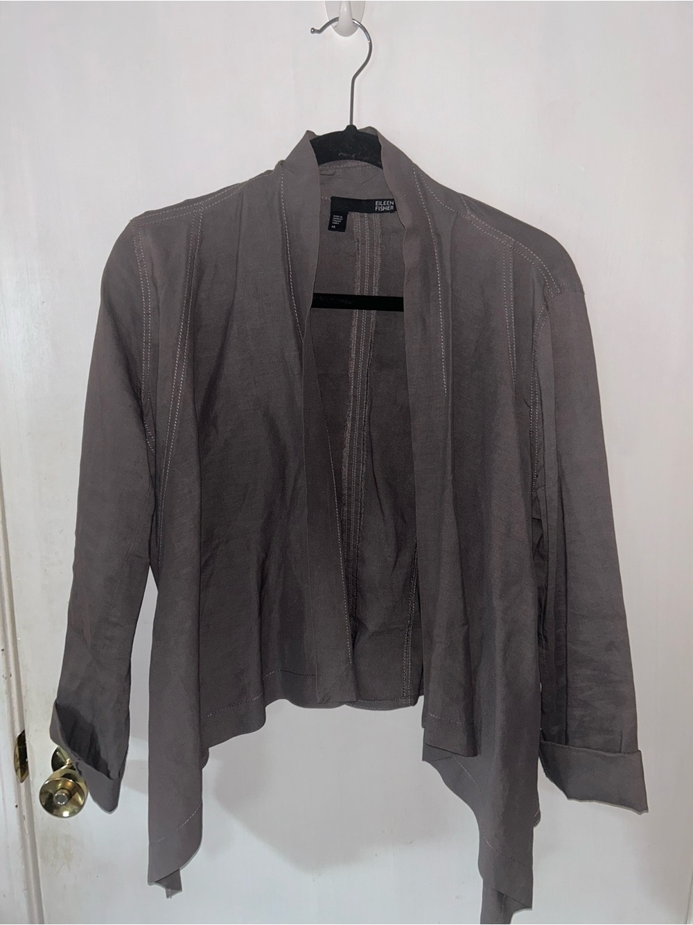 Eileen Fisher Slate Gray Open-Front Draped Jacket